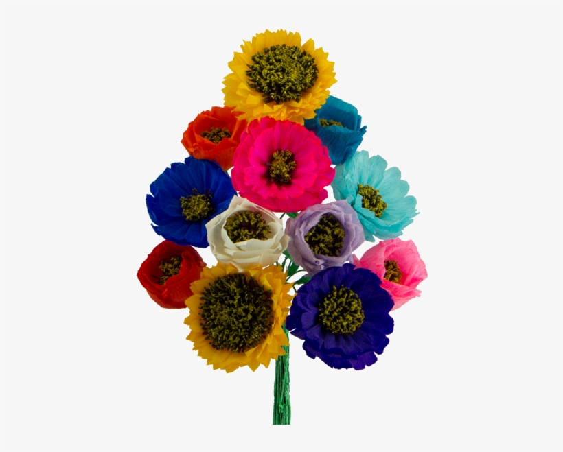 Assorted Paper Flowers Dozen - Bunch Of Different Flowers, transparent png