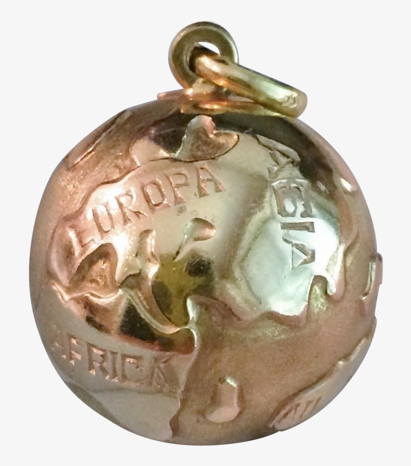 Great Around The World 18k Gold Globe Charm - Locket, transparent png