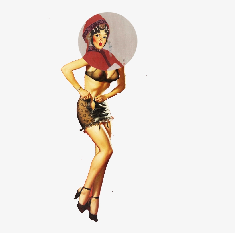 The Contrast Between Western Pinup Girl And Eastern - Illustration, transparent png