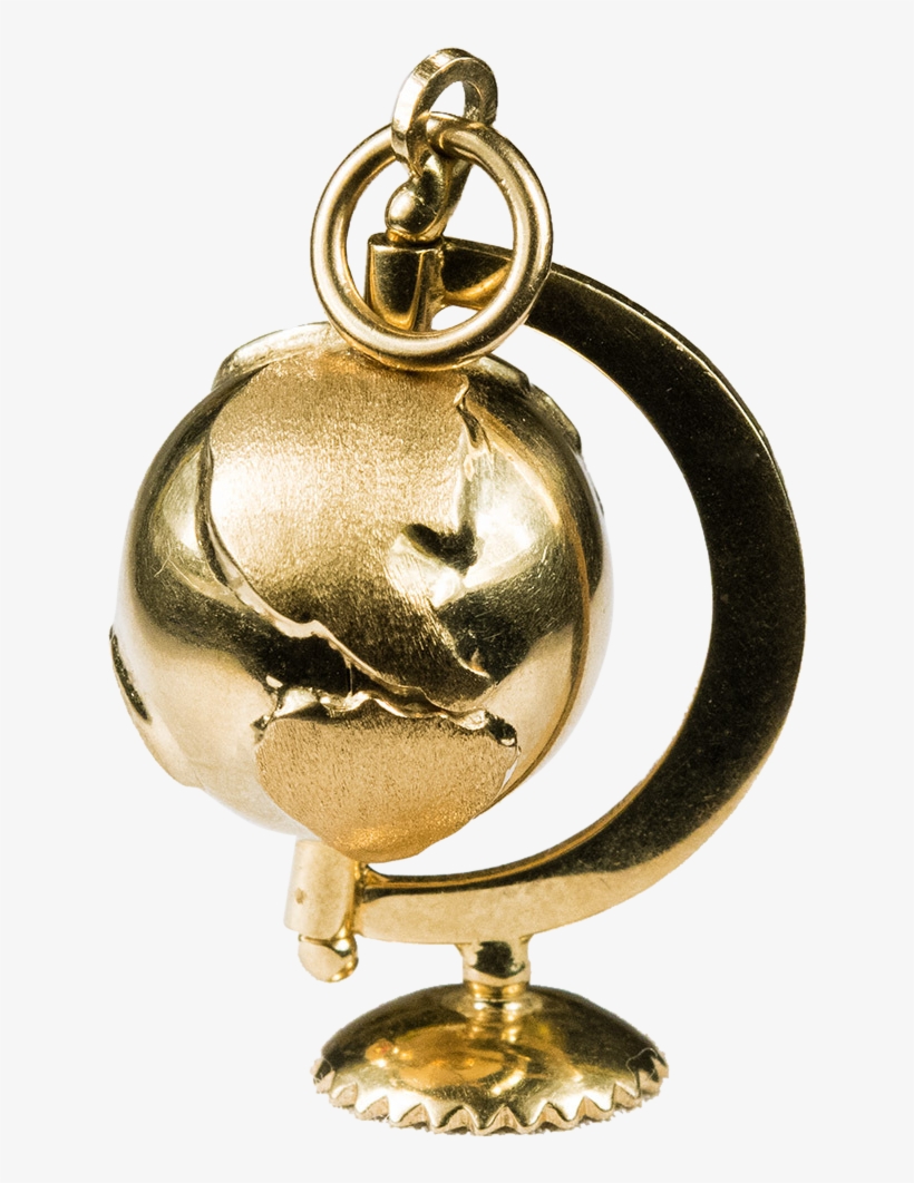 Fantastic 14k Gold Earth 3-d Spinning World Globe Pendant - Chain, transparent png