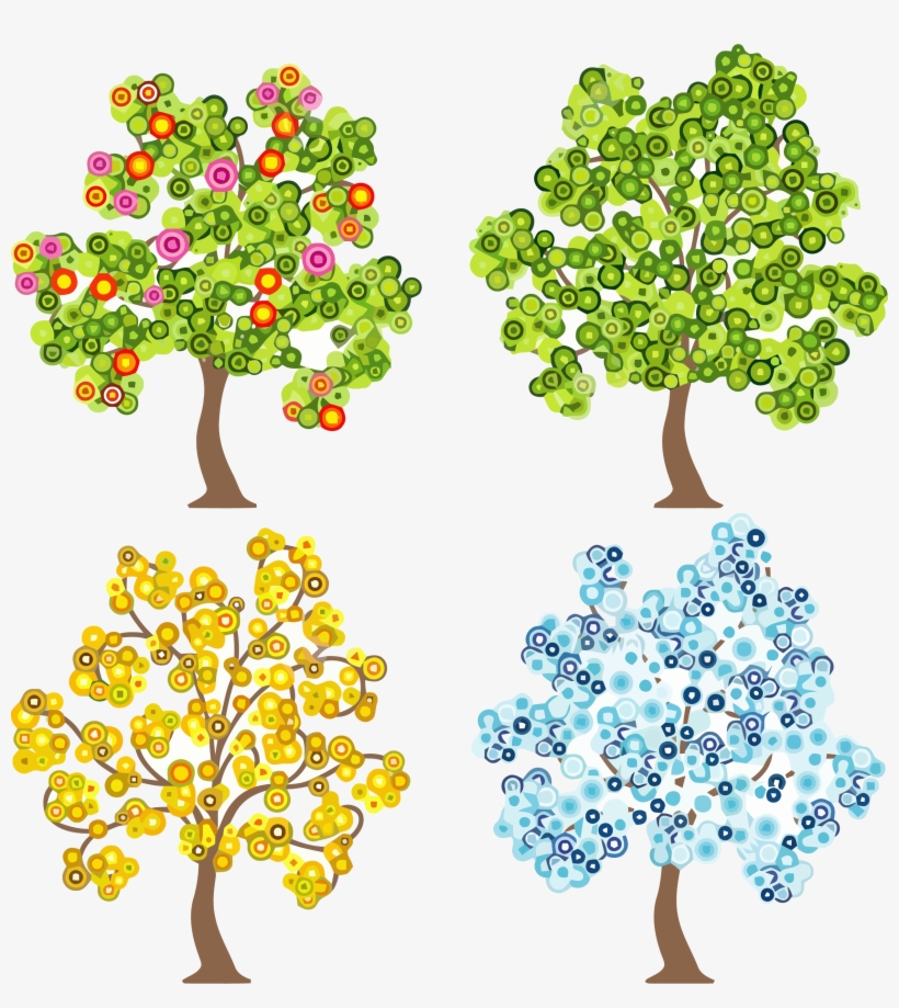 Four Trees Clipart Png - Vier Jahreszeiten Bäume, transparent png