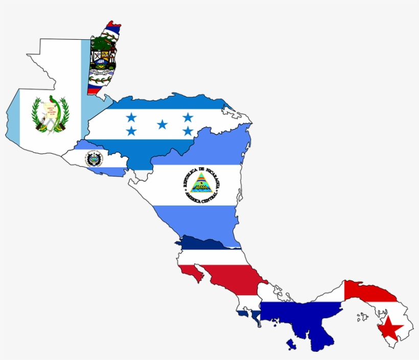 Central America Map With Flags, transparent png