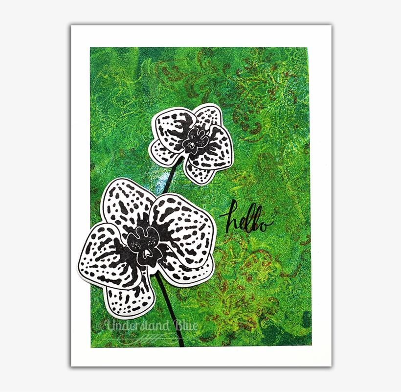 Climbing Orchid Card With Ink Layered Background By - Drawing, transparent png
