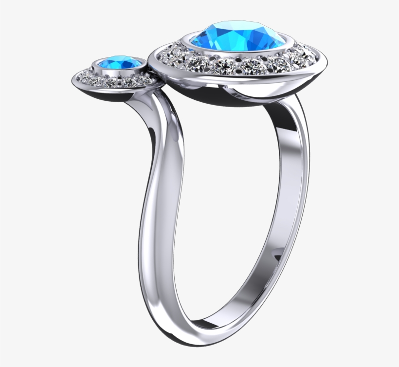 Natural Blue Topaz And Diamond Halo Ring Style - Pre-engagement Ring, transparent png