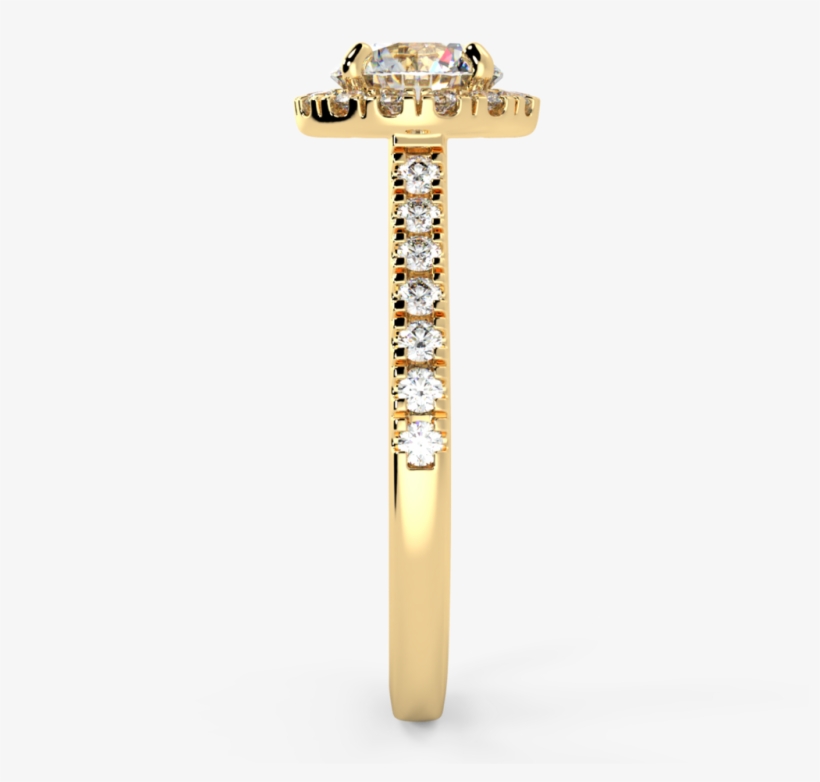 14 Karat Gold And Diamond Halo Ring - Gold, transparent png