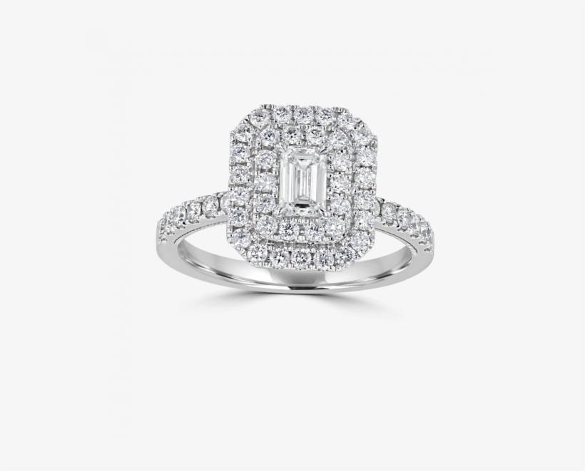 Juleve 14kt White Gold - Emerald Halo Ring, transparent png