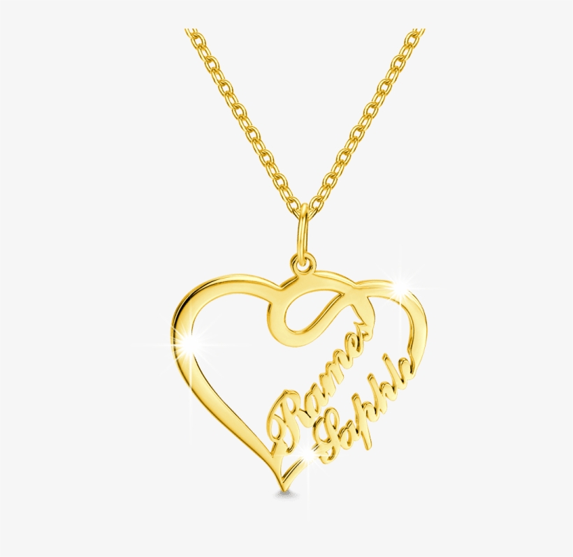 Couple Name Necklace Gold, transparent png