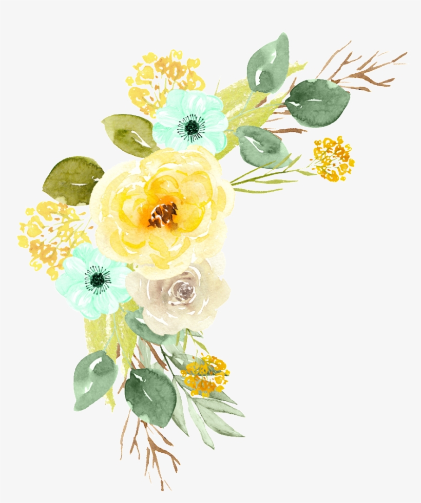 Hand-painted Flowers Color Flower Png Transparent - Minze Und Gelb-blumenvisitenkarten Visitenkarte, transparent png