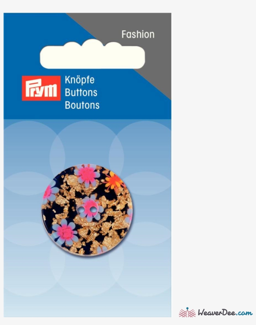 Painted Flowers Button - Knoop 2 Gaatjes Bloemen Deblauw 28 Mm, transparent png