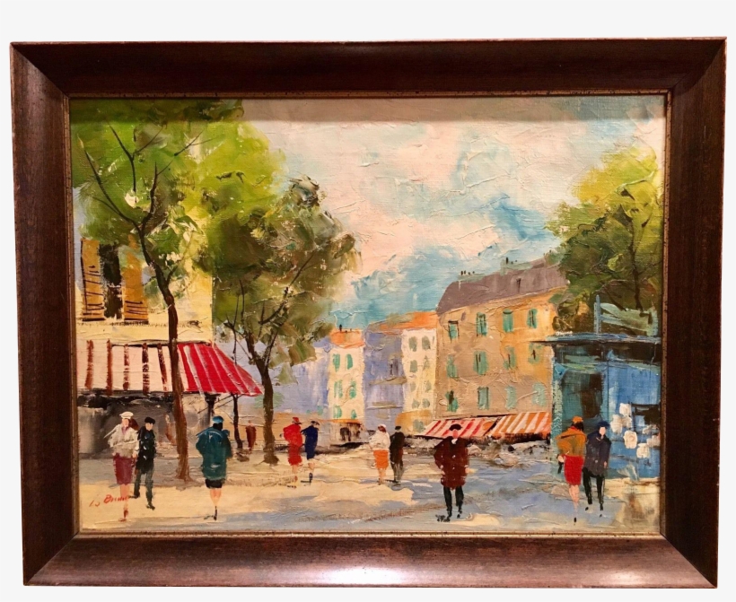 French Drawing 20th Century - Paris Street Oil Painting Abstract, transparent png