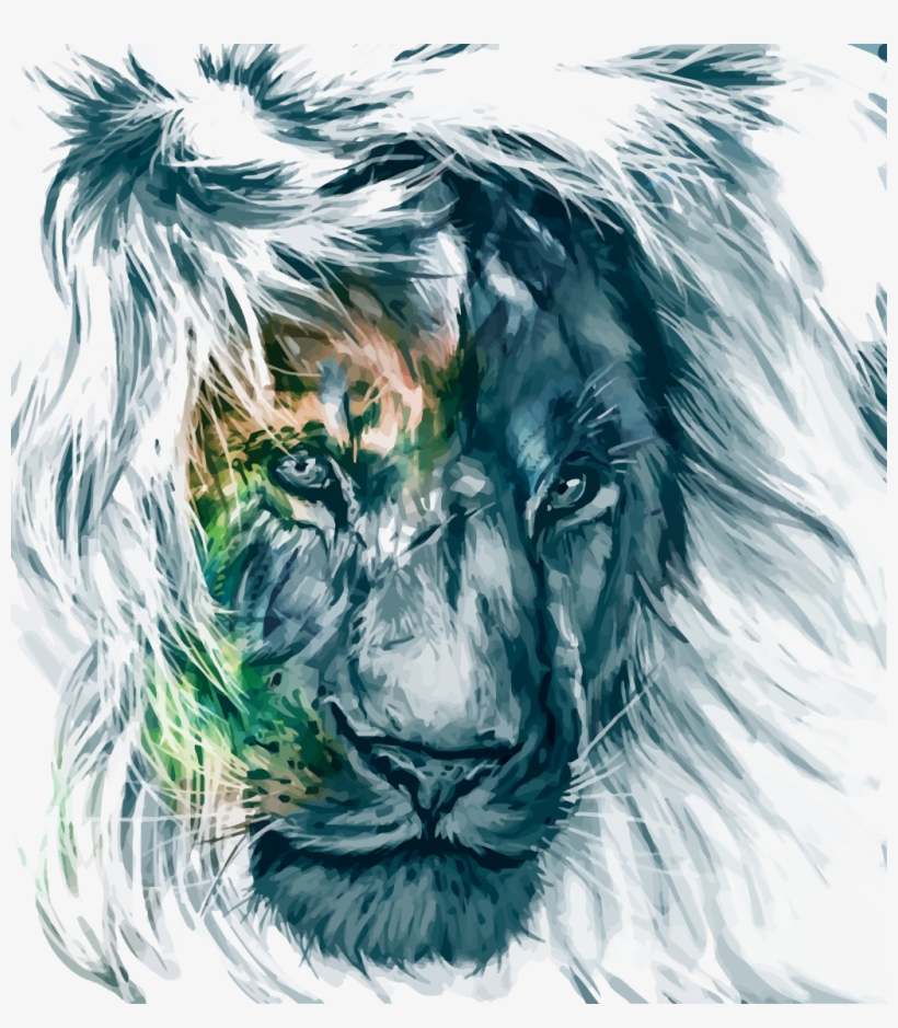 Mq Lion Lions Watercolor Colorful Paint Animals - Leão Aquarela Png, transparent png