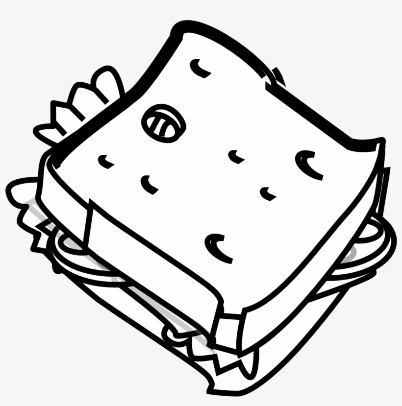 Graphic Freeuse Download Cheese Clipart Black And White - Chicken Sandwich Black And White, transparent png