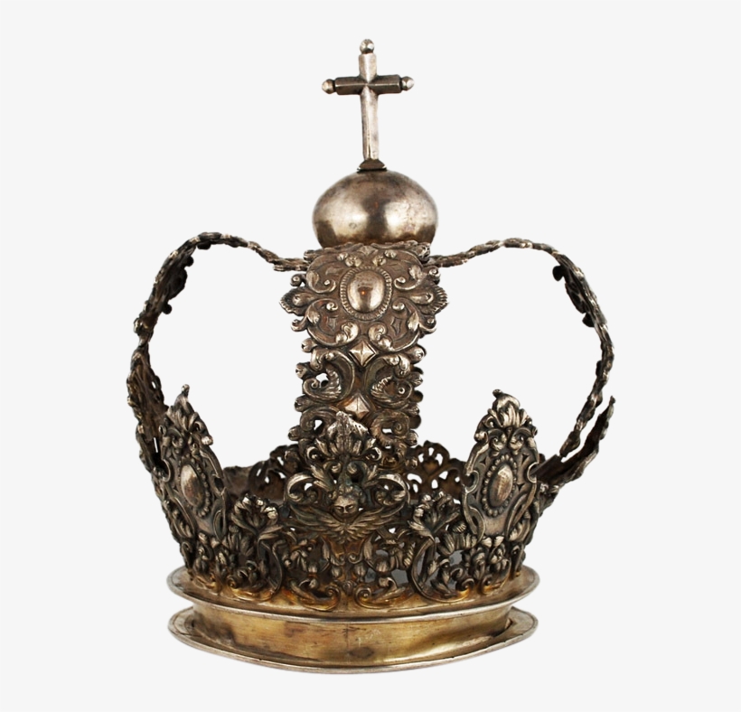 Antique 18 Century Hand Wrought Silver Crown Cross - Antique Silver Crown, transparent png