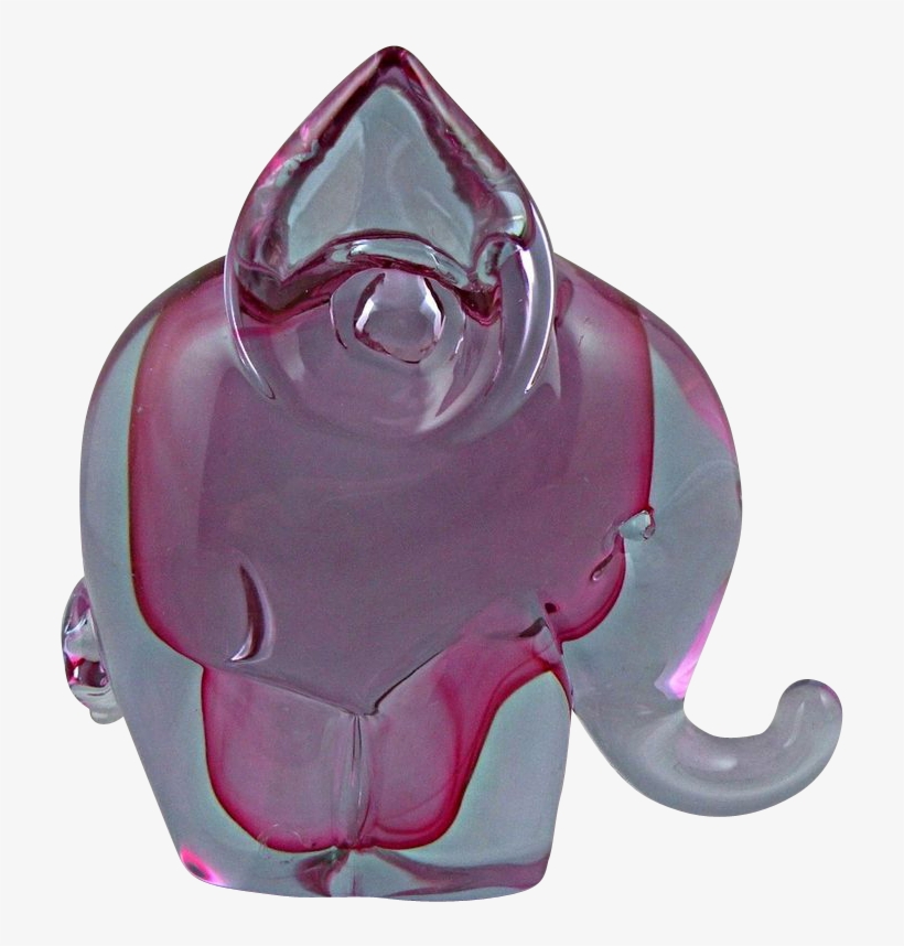 Murano Cranberry And Blue Elephant Made For Camer Glass - Indian Elephant, transparent png