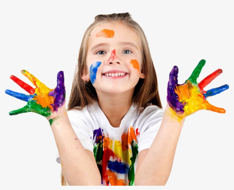 Children Handicrafts & Art Class Penang - Girl With Color Hand, transparent png