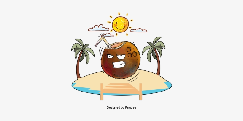 Cartoon Hand Painted Coconut Design, Cartoon, Hand - Portable Network Graphics, transparent png