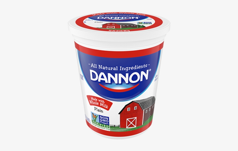 Dannon Plain Whole Milk Yogurt Quart - Plain Low Fat Yogurt, transparent png