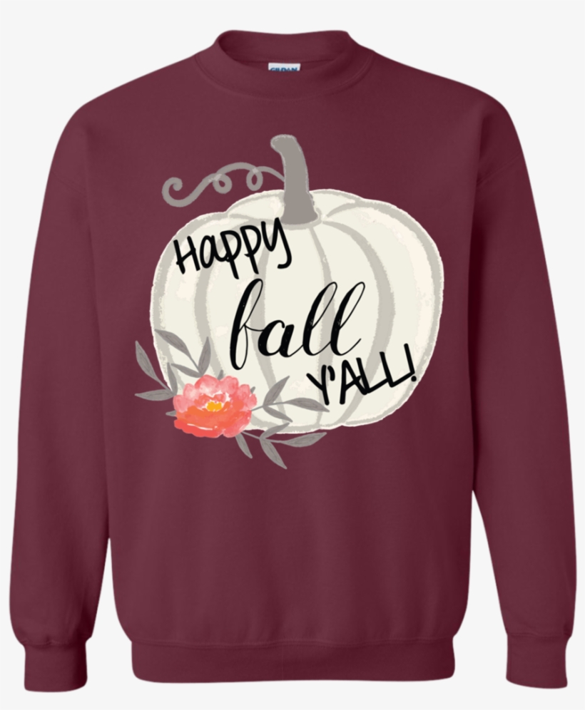Happy Fall Y'all Watercolor Pumpkin Crewneck Sweatshirt - T-shirt, transparent png