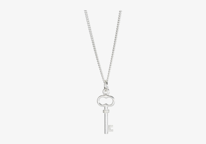 Sterling Silver Key Charm Necklace - Necklace With Key Png, transparent png