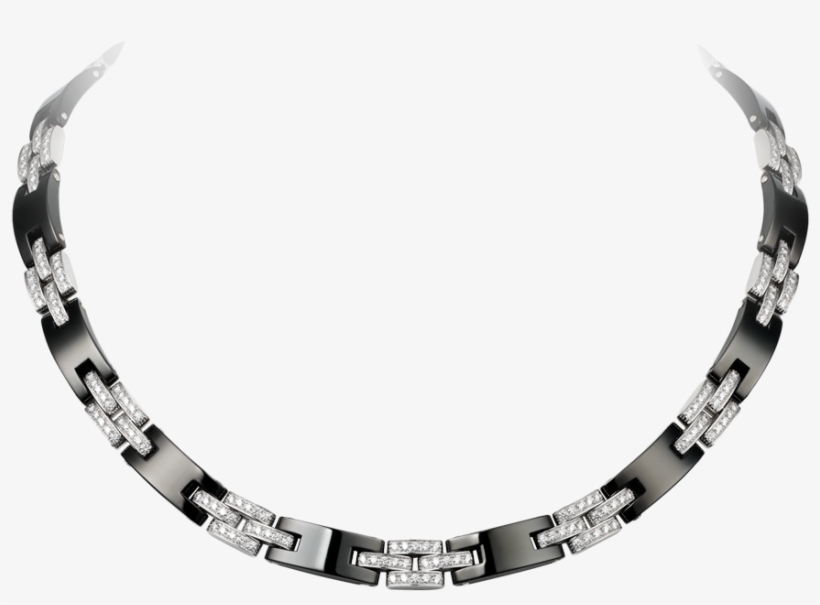 Cartier Maillon Panthre Necklace White Gold Black Ceramic - Necklace, transparent png