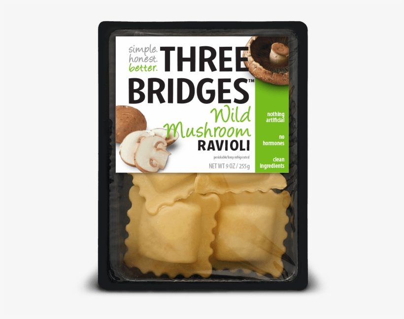 Chicken And Wild Mushroom Ravioli » Three Bridges Wild - Three Bridges Ravioli, Organic, Spinach & Cheese, transparent png