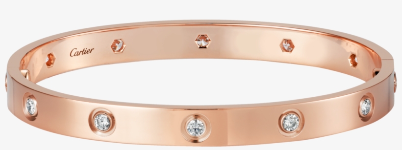 Picture - Cartier Love Bracelet Rose Gold 10 Diamonds, transparent png