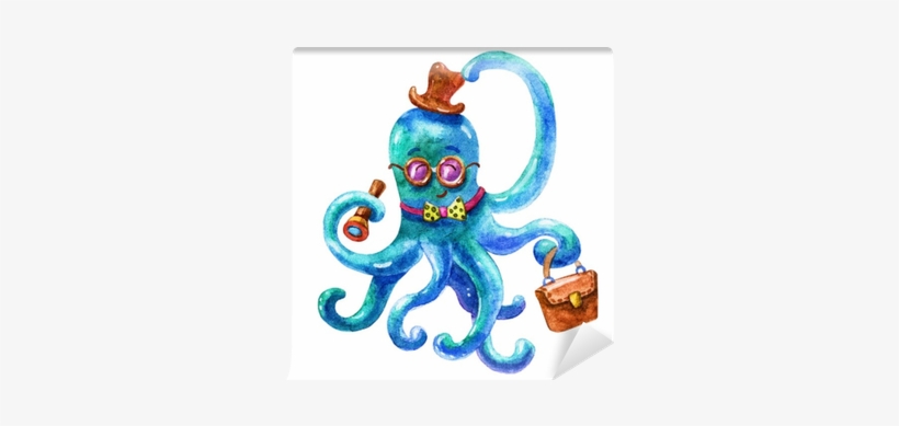Cute Blue Business Octopus-octopus Life - Octopus, transparent png