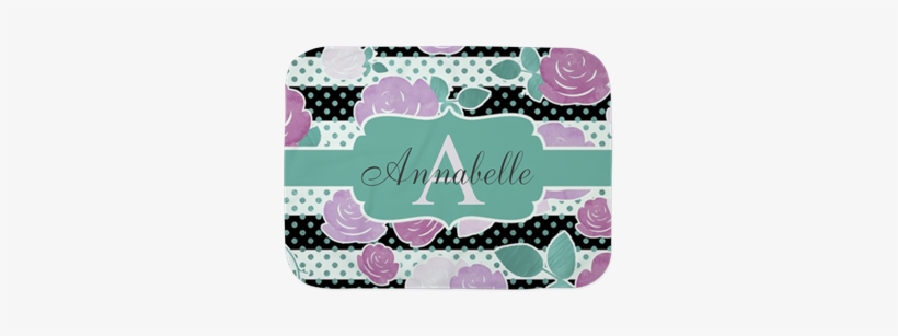 Modern Watercolor Monogram Baby Blanket - Pink Black Flower Horizontal Stripe Shower Curtain, transparent png
