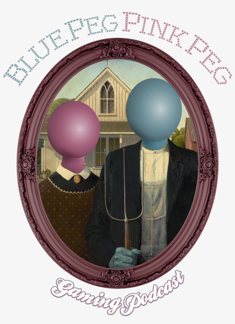 Blue Peg, Pink Peg Grant Wood American Gothic 1500x1944 PNG