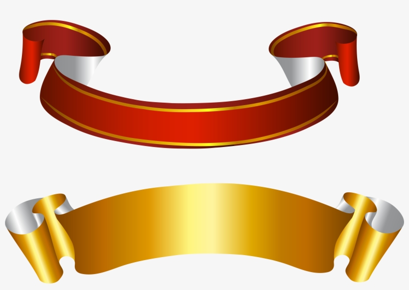 Graphic Gold And Red Banners Transparent Png Picture - Ribbon Transparent, transparent png