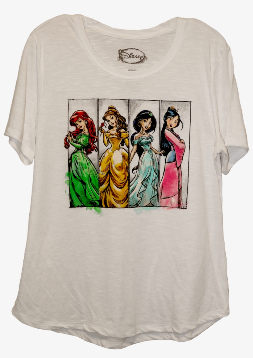 A White Shirt With Stylized Illustations Of Ariel, - Mulan, transparent png