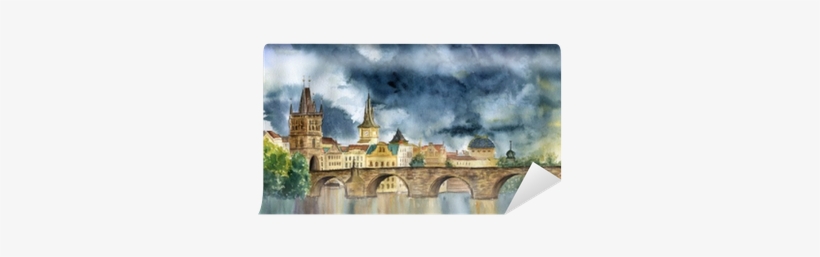 Watercolor Hand Painting Praha And Karlov Most - 프라하 수채화, transparent png