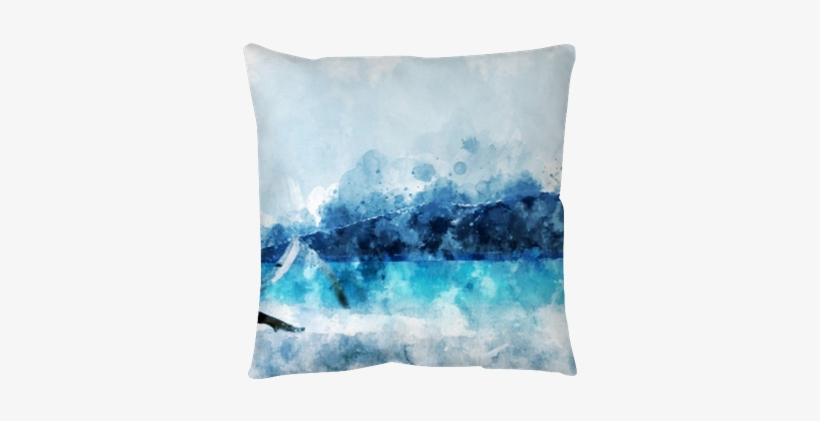 Sand Beach At The Island, Blue Water In The Sea, Digital - Painting, transparent png