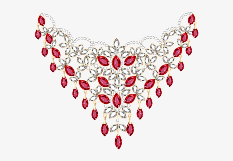 Transparent Diamond And Ruby Necklace Png Clipart - Transparent Background Necklace Clipart, transparent png