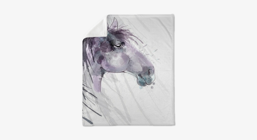 Horse Head Watercolor Painting Plush Blanket • Pixers® - Naklejki Na Ścianę Konie, transparent png