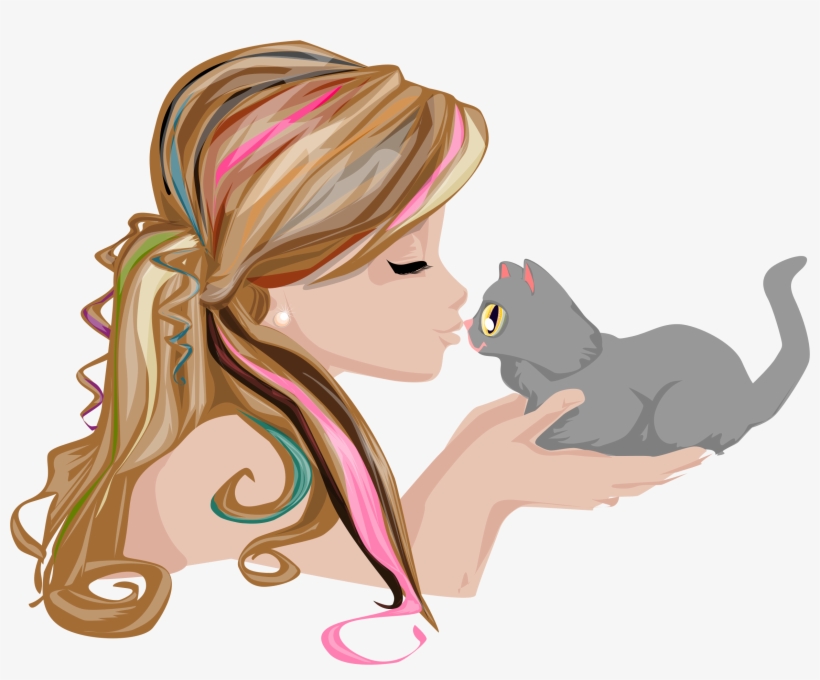 This Free Icons Png Design Of Girl Kissing Kitten, transparent png