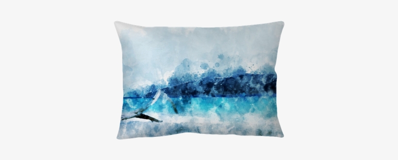 Sand Beach At The Island, Blue Water In The Sea, Digital - Watercolor Painting, transparent png