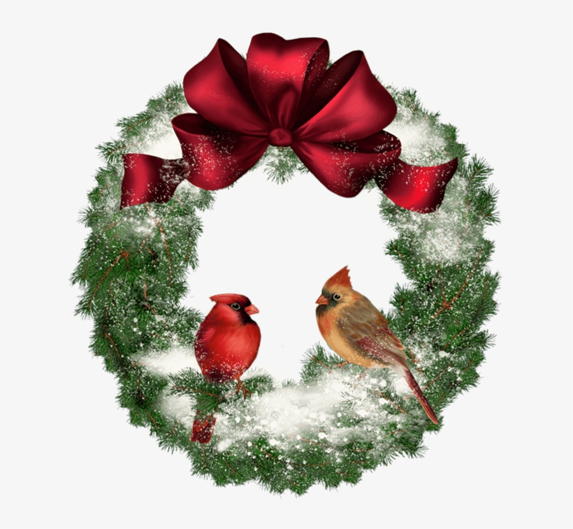 Christmas Wreath With Birds, transparent png