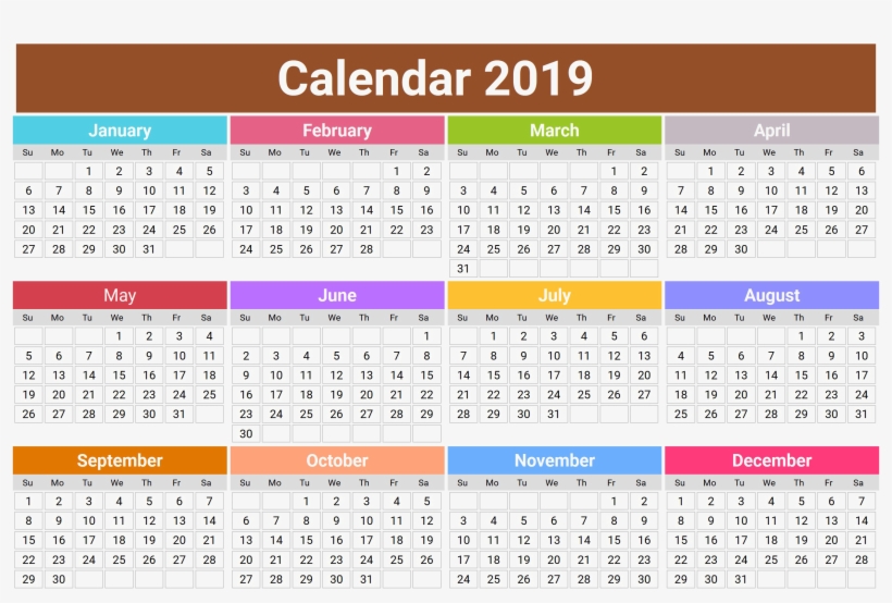 2019 Calendar Png Transparent Hd Photo - 2019 Calendar With Indian Holidays, transparent png