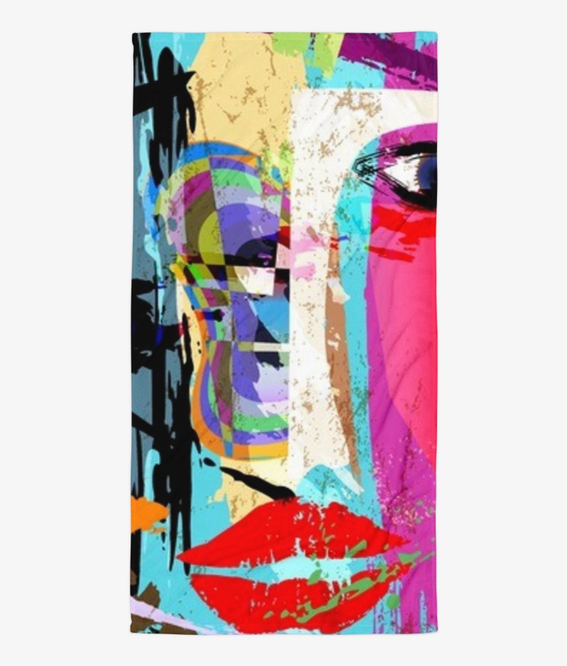 Abstract Face Painting Sublimated Towel Sublimated - Abstract Old Age Painting, transparent png