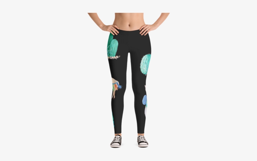 Boho Watercolor Llama & Cactus Print - Thought Control Art Leggings, transparent png