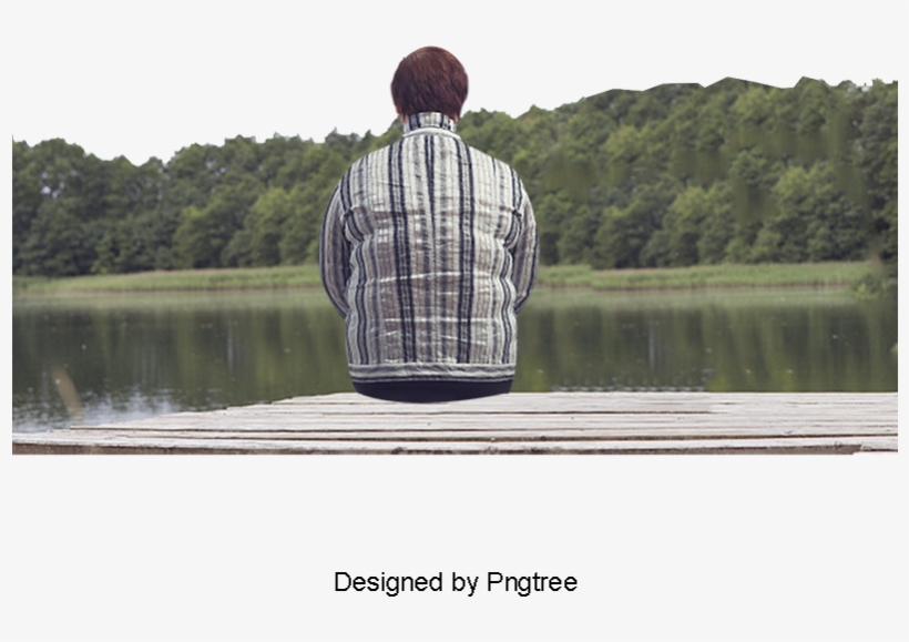 Old Man Back,seated,lake,forest, Man Clipart, Old Man - Portable Network Graphics, transparent png