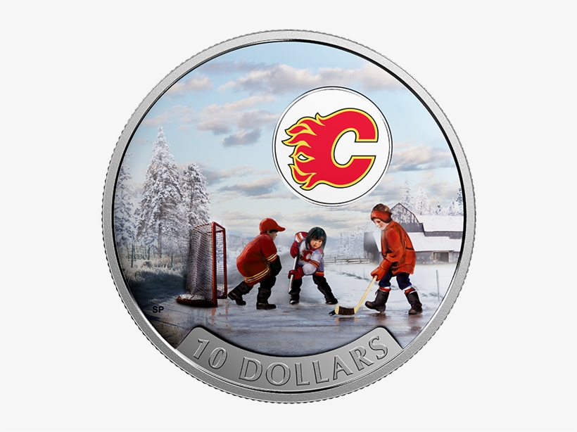 Pure Silver Coloured Coin Passion To Play - 2009 Nhl Puck & 50 Cent Coin Set - Calgary Flames, transparent png