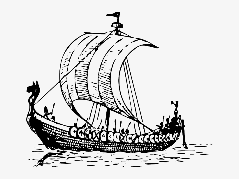 On Vikings, Horses, And Ladies Done With Waiting - Black And White Viking Ship, transparent png