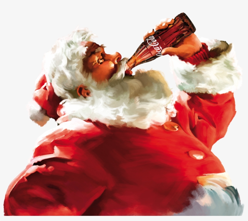 The Large Santa With A White Beard And Red Clothing - Santa Claus Drinking Coca Cola, transparent png