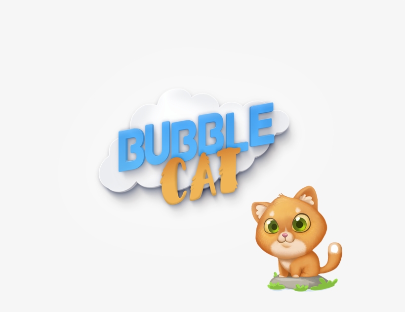 Logo And Start Screen For Bubble Cat Game - Cartoon, transparent png