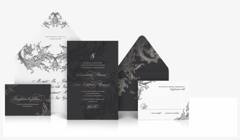 Black Opulent Luxury Wedding Invitation Suite - Shawn Smith Let It All, transparent png