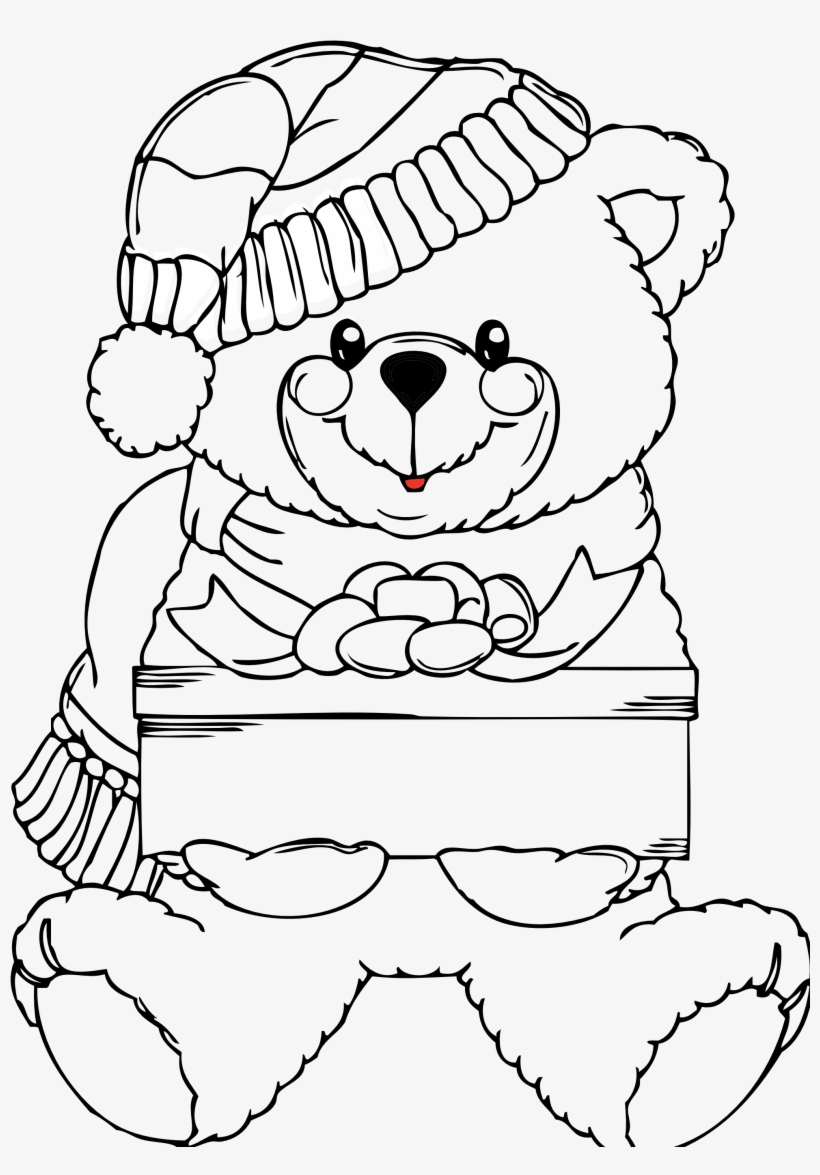 Png Teddy Bear Black And White Transparent Teddy Bear - Christmas Teddy Coloring Pages, transparent png