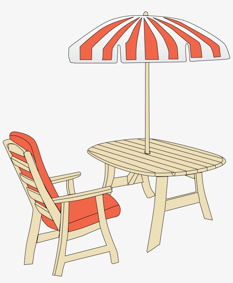 Beach Umbrella With Chairs Free Png Clip Art Image - Garden Furniture Clipart Png, transparent png