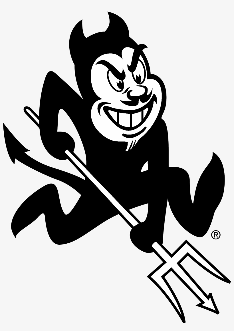 Arizona State Sun Devils 02 Logo Black And White - Arizona State Sun Devils, transparent png